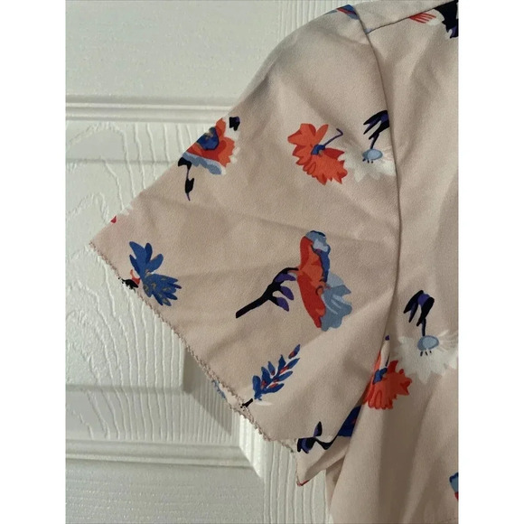 Talbots Petites Womens Top Size 0P Floral Quarter Zip Flower Boho CottageCore - Picture 4 of 9